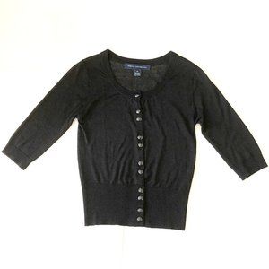 FRENCH CONNECTION Classic Cardigan Wool Blend Black S/M